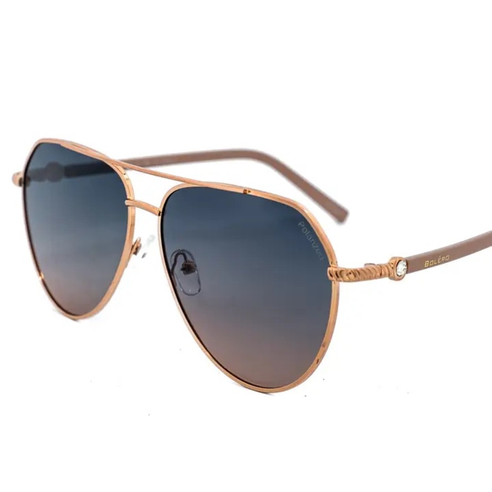 Aviator Sunglasses with Rose Gold Frame and Gradient Blue Lenses